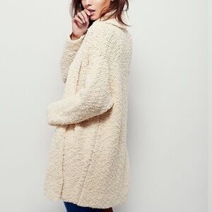 Free People Soft Chunky Mixed Yarn Knit Open Longline Cardigan Draped Collar